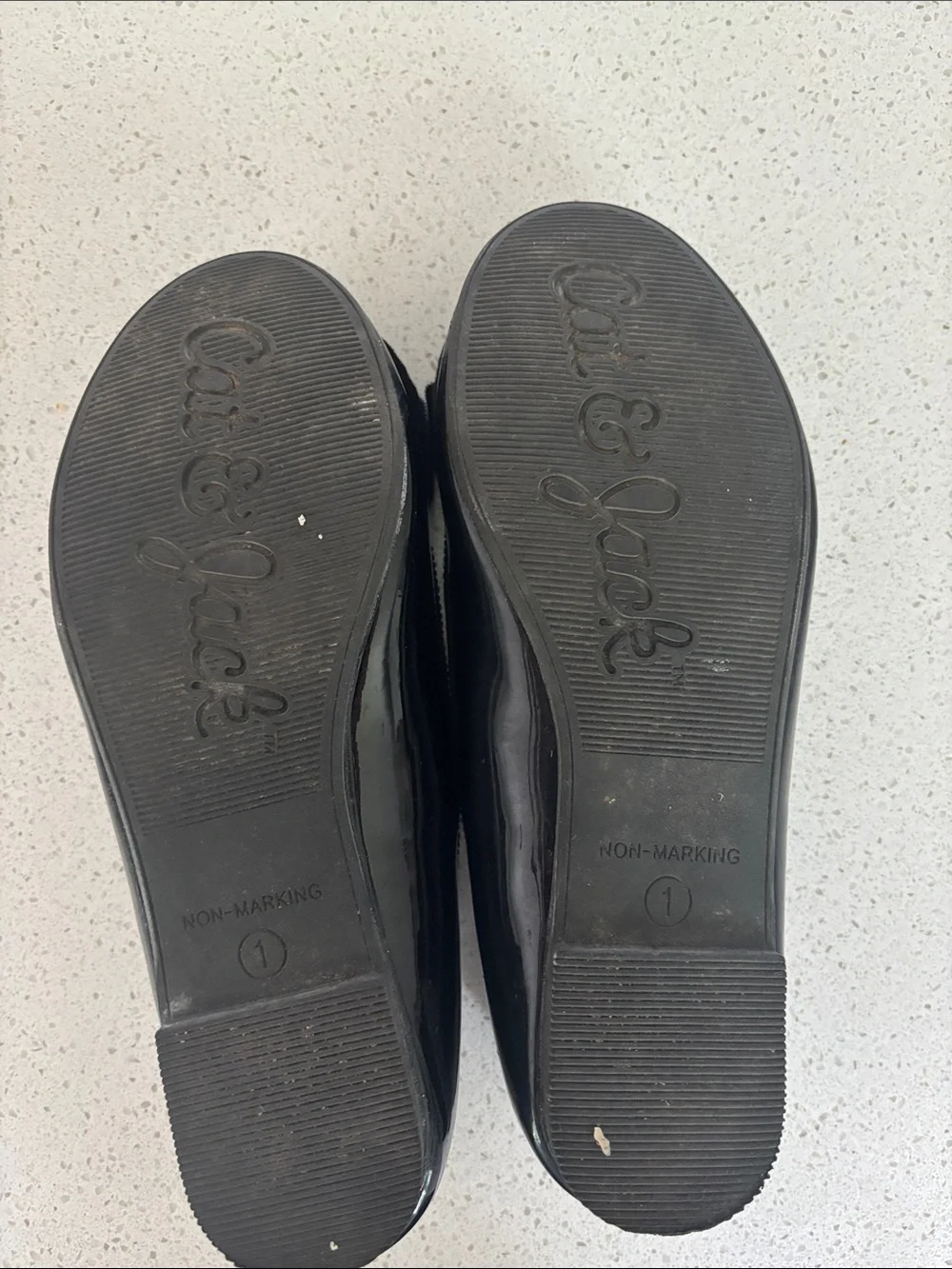 Girls black bow flats